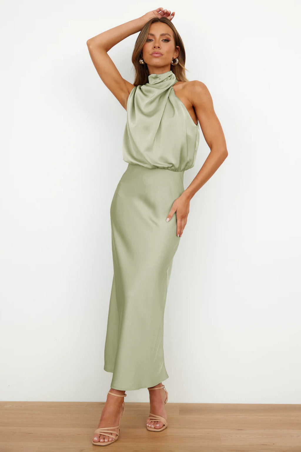 Carlina | Vestido Longo de Seda com Decote Halter