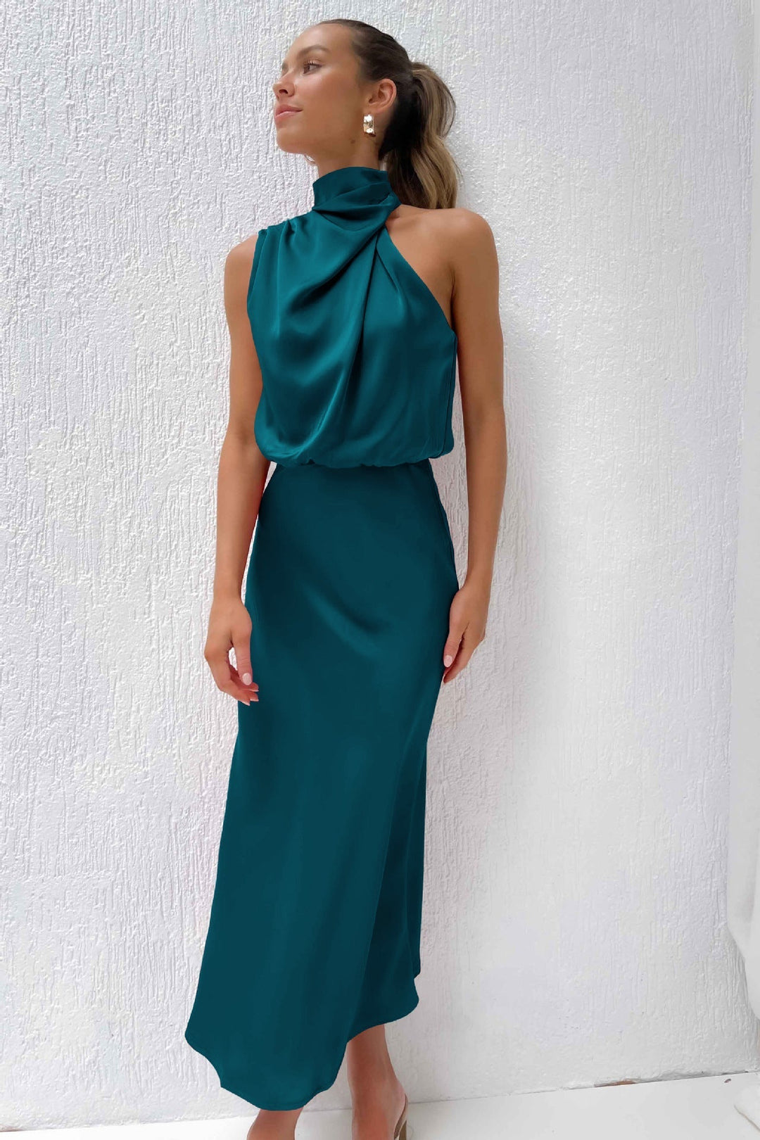 Carlina | Vestido Longo de Seda com Decote Halter