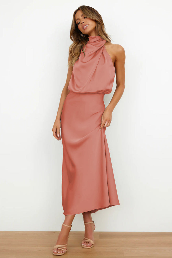 Carlina | Vestido Longo de Seda com Decote Halter