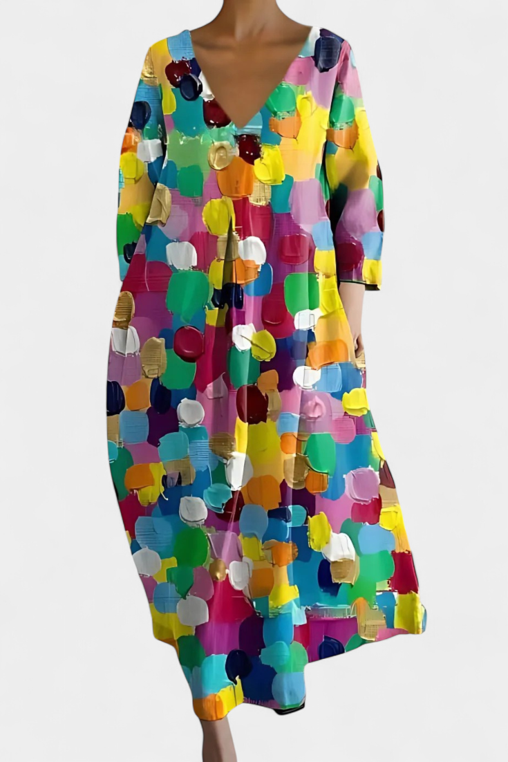 Harper – Vestido Colorido com Decote em V