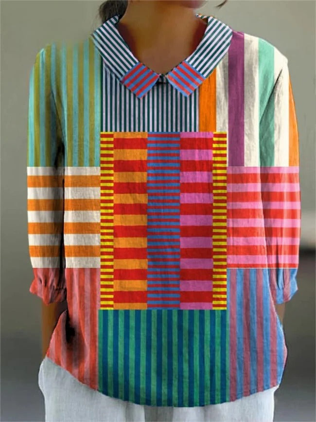 Danika - Vestido de Algodão Estilo Vintage com Estampa Geométrica