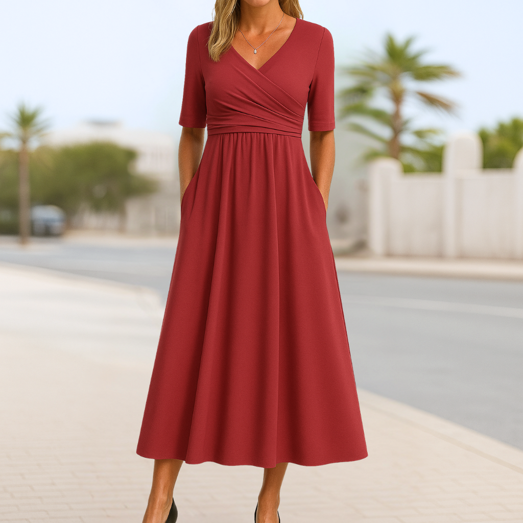 Lina – Vestido Elegante com Decote Cruzado