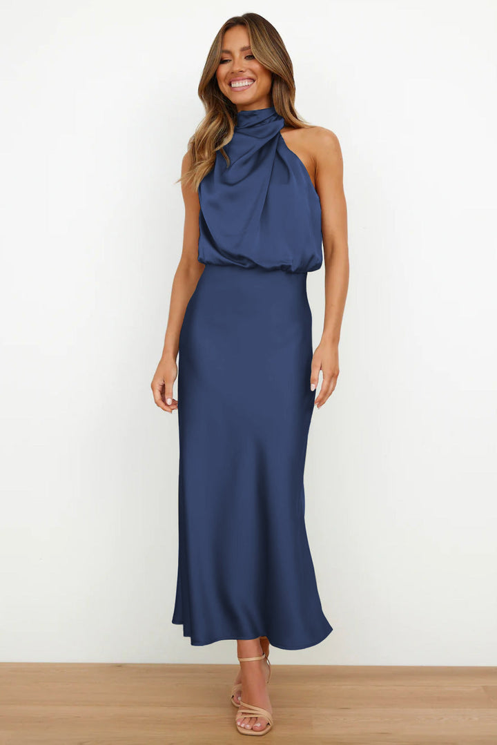 Carlina | Vestido Longo de Seda com Decote Halter