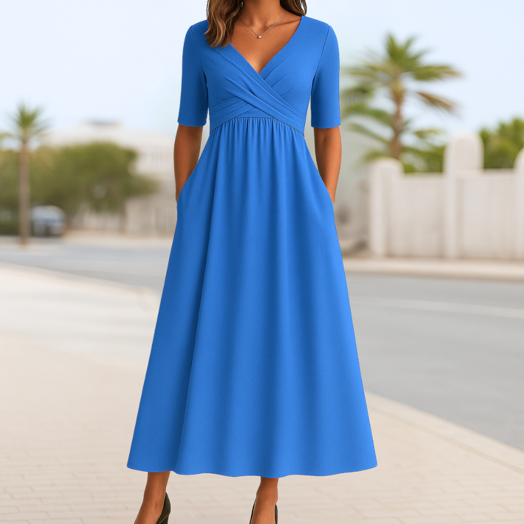 Lina – Vestido Elegante com Decote Cruzado