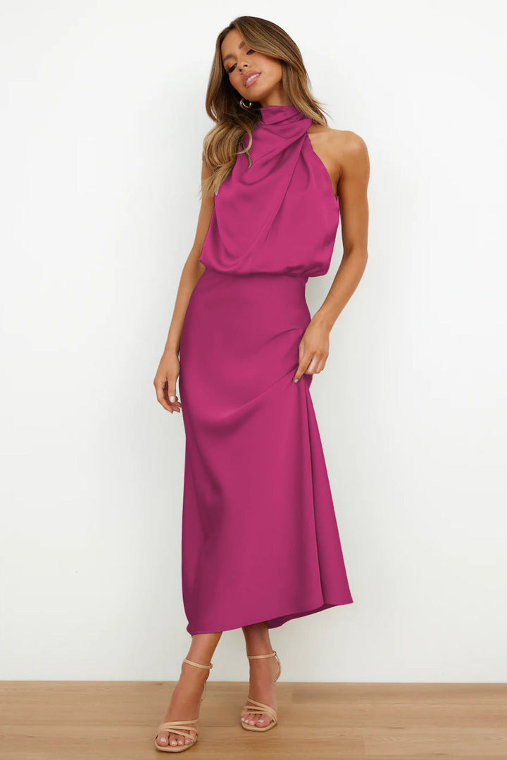 Carlina | Vestido Longo de Seda com Decote Halter