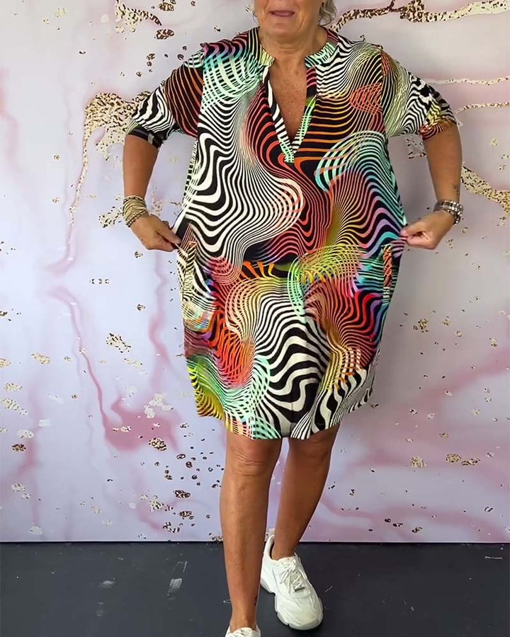 Farah - Vestido colorido com decote em V