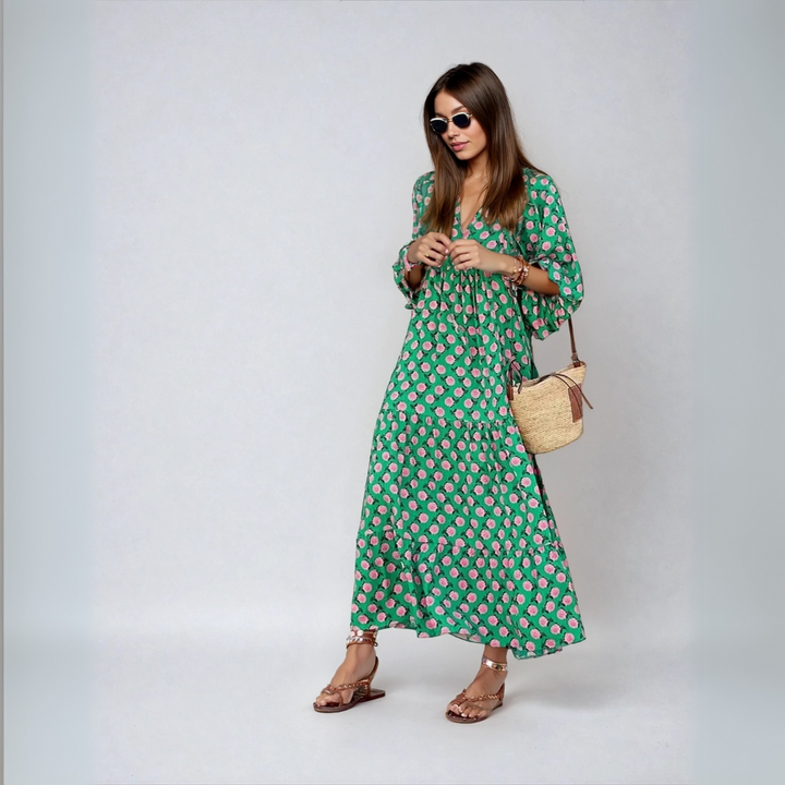 Elin | Vestido Maxi Boho de Algodão