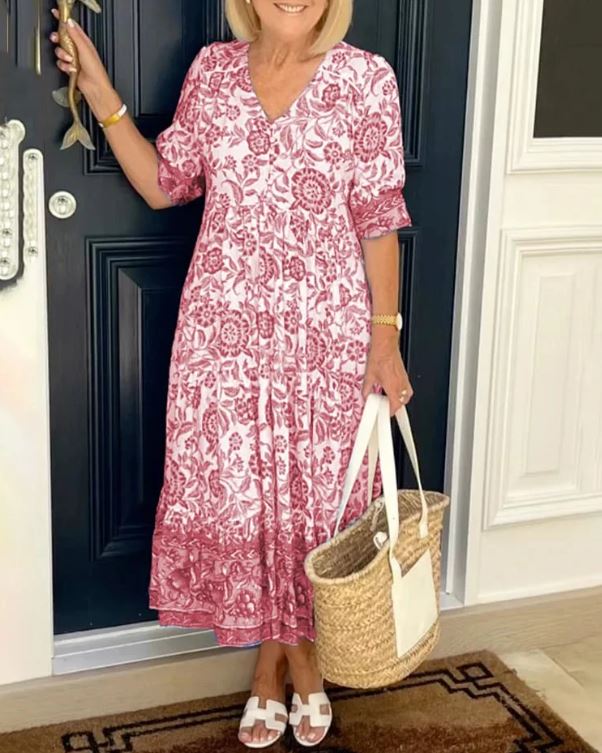 Cassie – Vestido Boémio com Decote em V