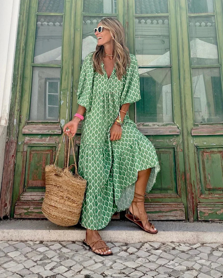 Elin | Vestido Maxi Boho de Algodão