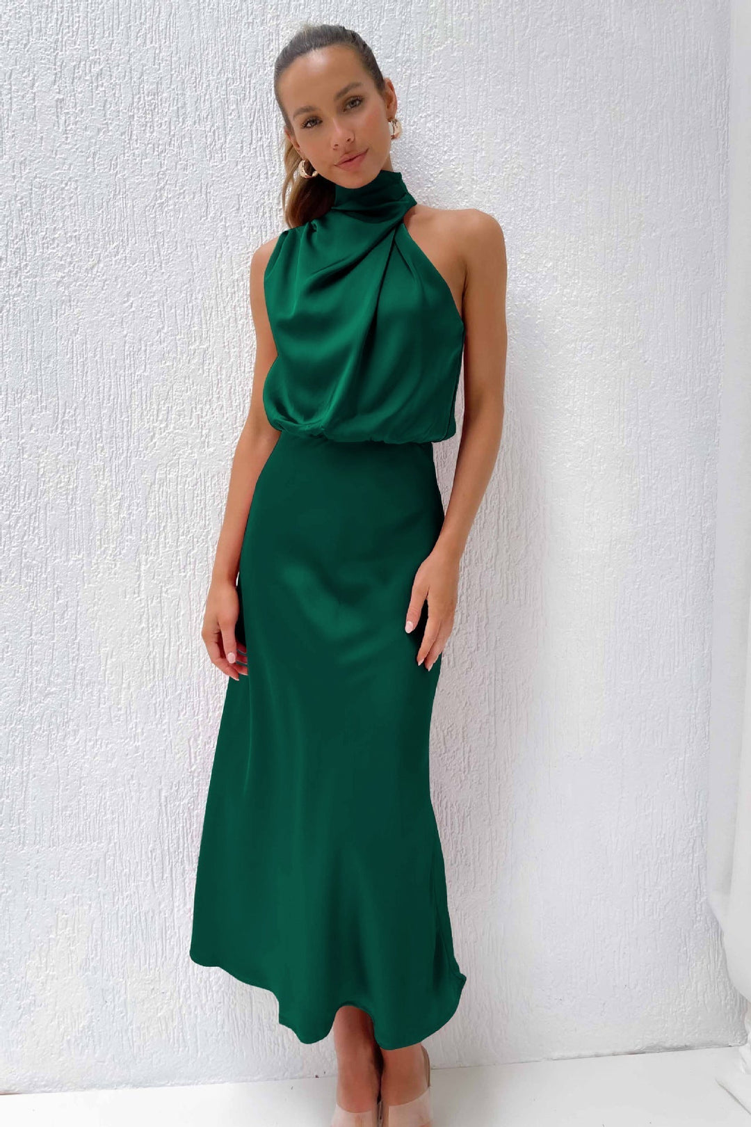 Carlina | Vestido Longo de Seda com Decote Halter