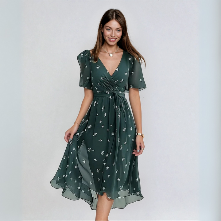 Lina™ | Vestido Elegante de Manga Curta