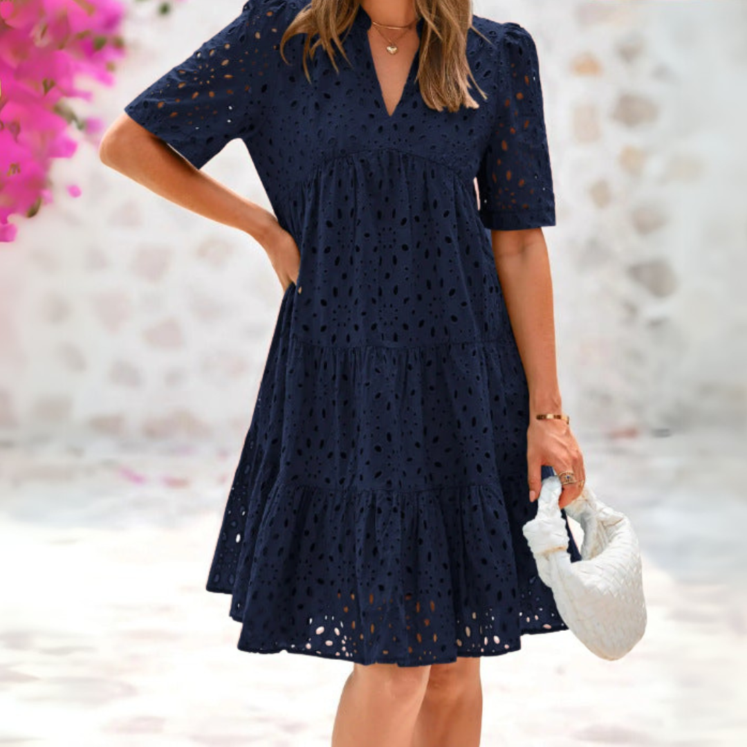 Mia - Vestido Elegante com Babados de Renda