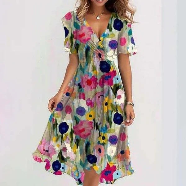 Lina™ | Vestido Elegante de Manga Curta