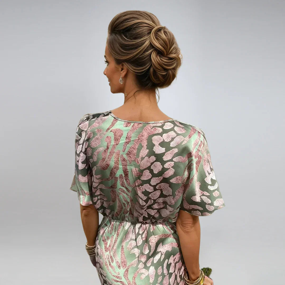 Kelsey - Robe longa com decote em V e acabamento torcido