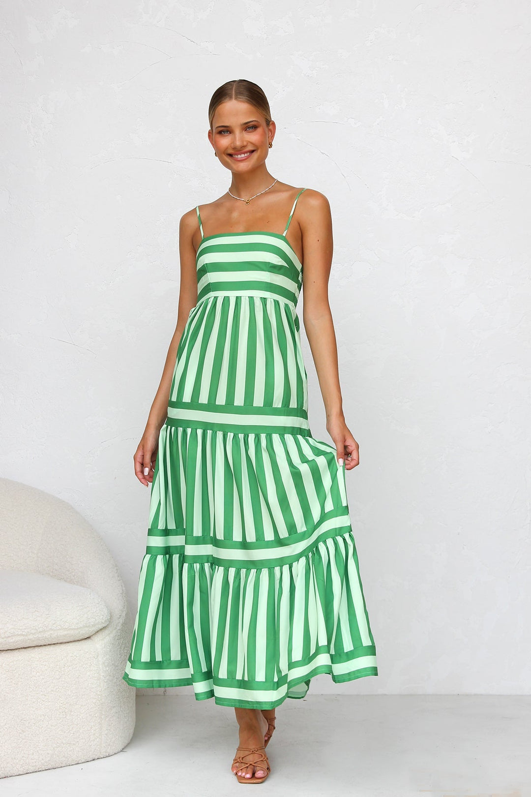 Milly - Vestido Longo Elegante Listrado