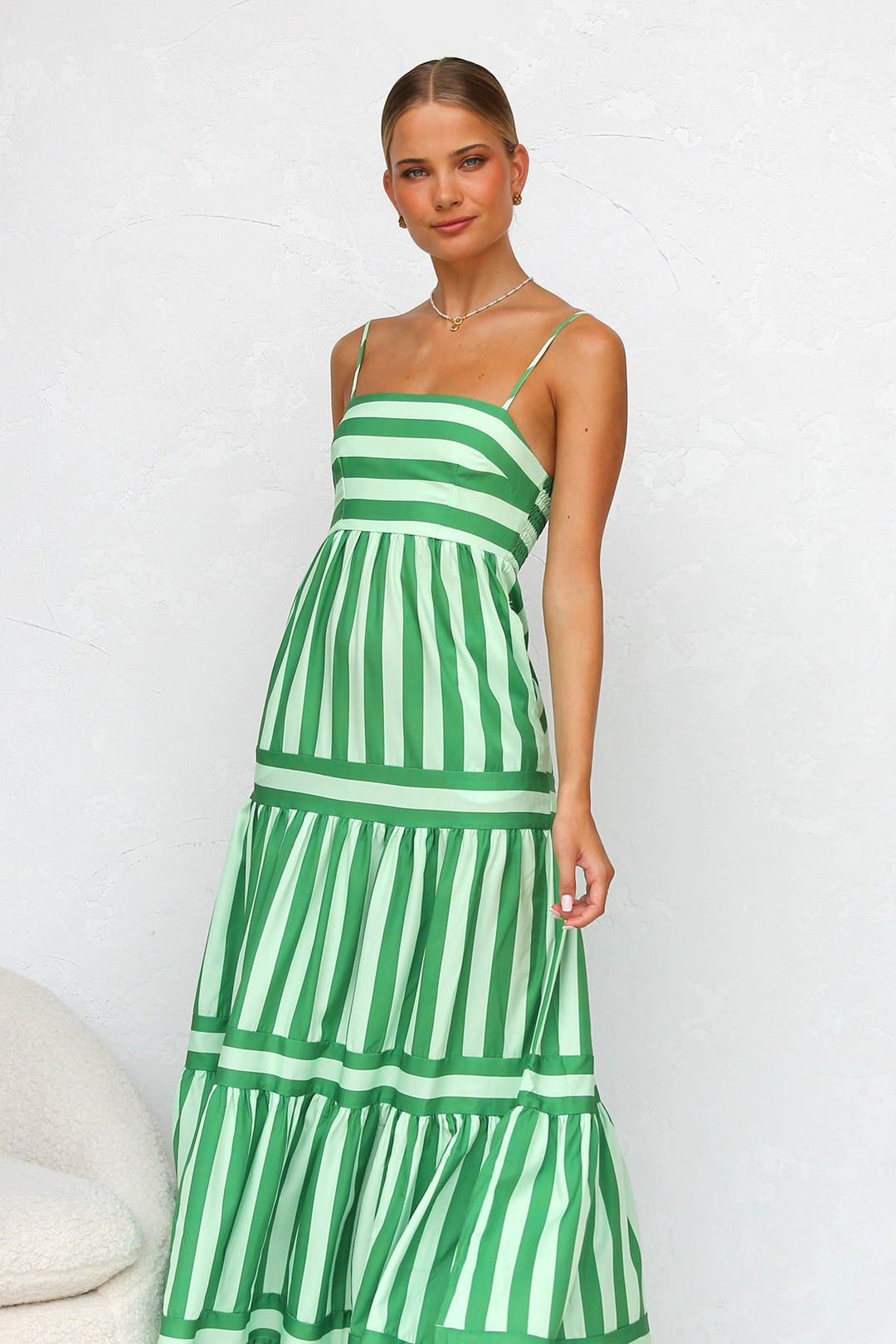 Milly - Vestido Longo Elegante Listrado