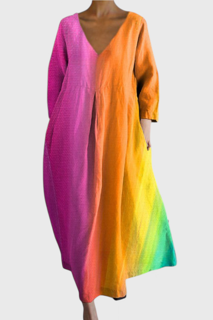 Harper – Vestido Colorido com Decote em V