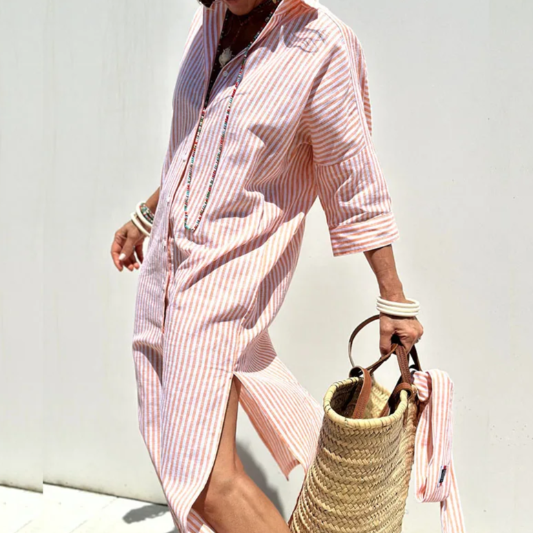 Genova – Vestido-Camisa às Riscas