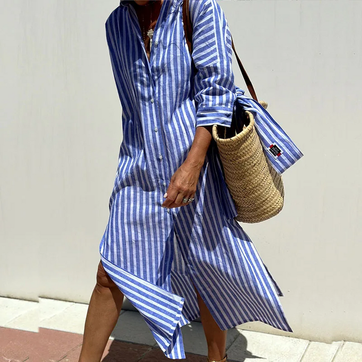 Genova – Vestido-Camisa às Riscas