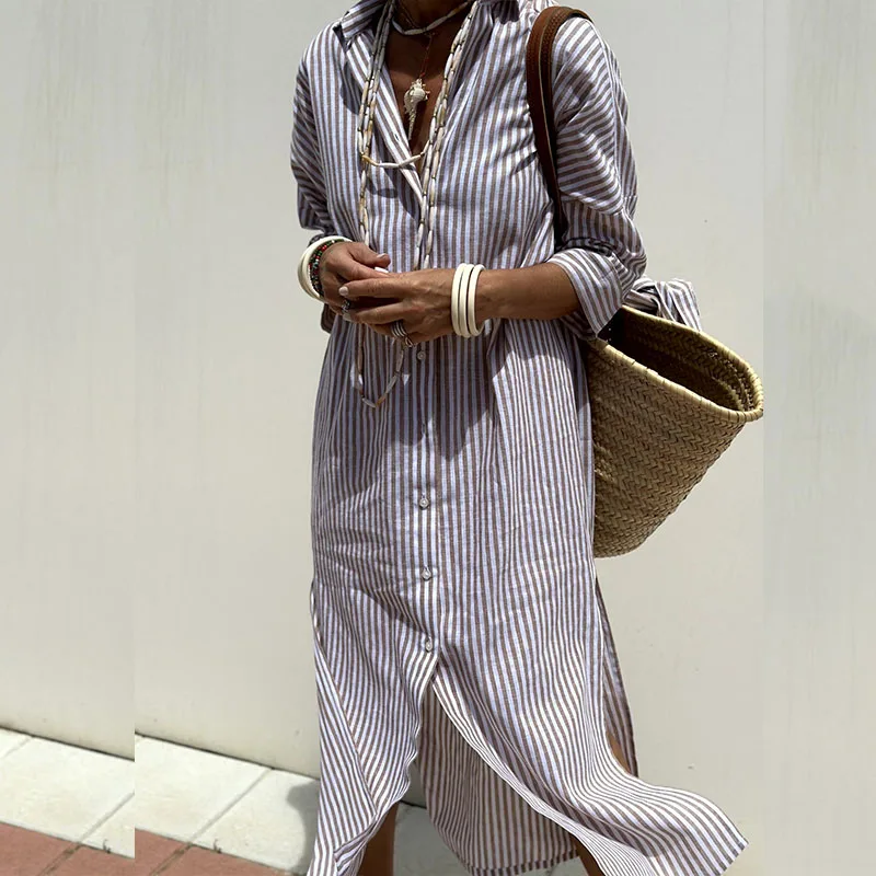 Genova – Vestido-Camisa às Riscas