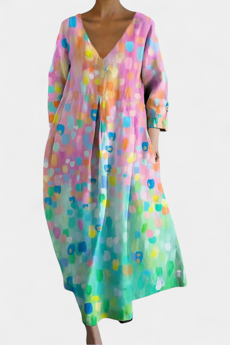 Harper – Vestido Colorido com Decote em V