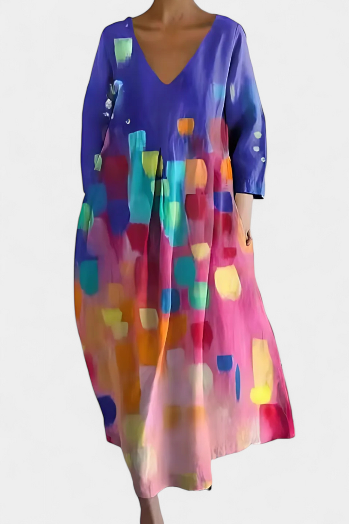 Harper – Vestido Colorido com Decote em V