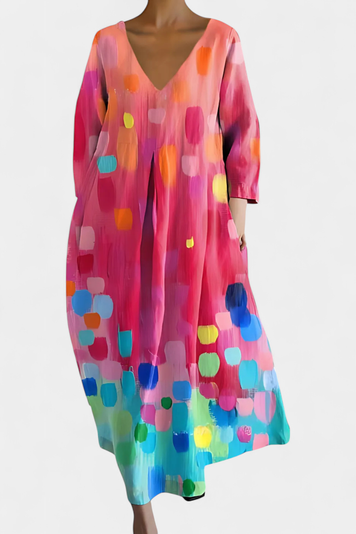 Harper – Vestido Colorido com Decote em V