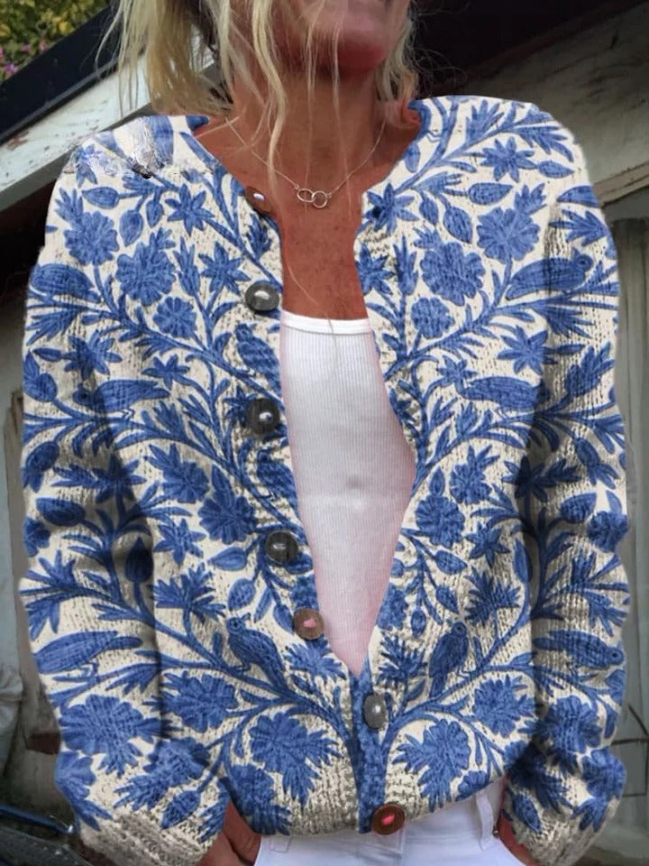 Bristal - Cardigan Floral Cozy Meadows com Botões