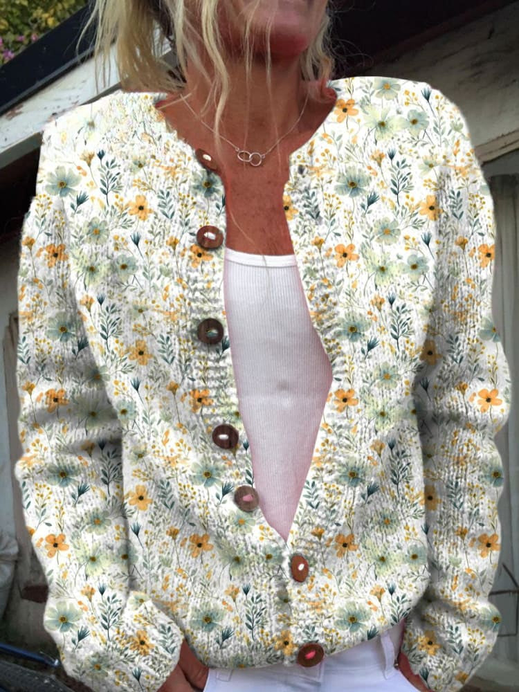 Bristal - Cardigan Floral Cozy Meadows com Botões