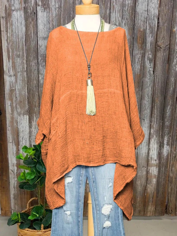 Aleria - Blusa feminina confortável de corte folgado com bolsos