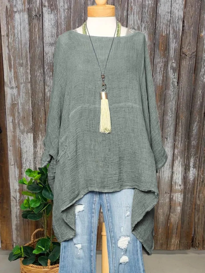 Aleria - Blusa feminina confortável de corte folgado com bolsos