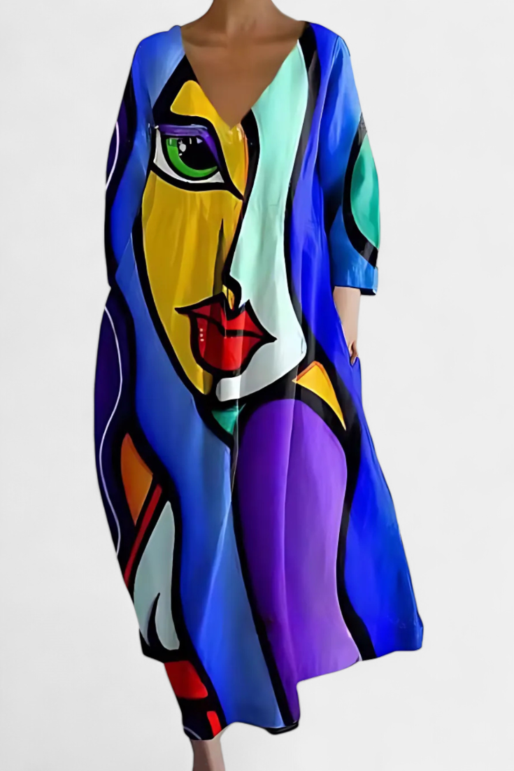 Harper – Vestido Colorido com Decote em V
