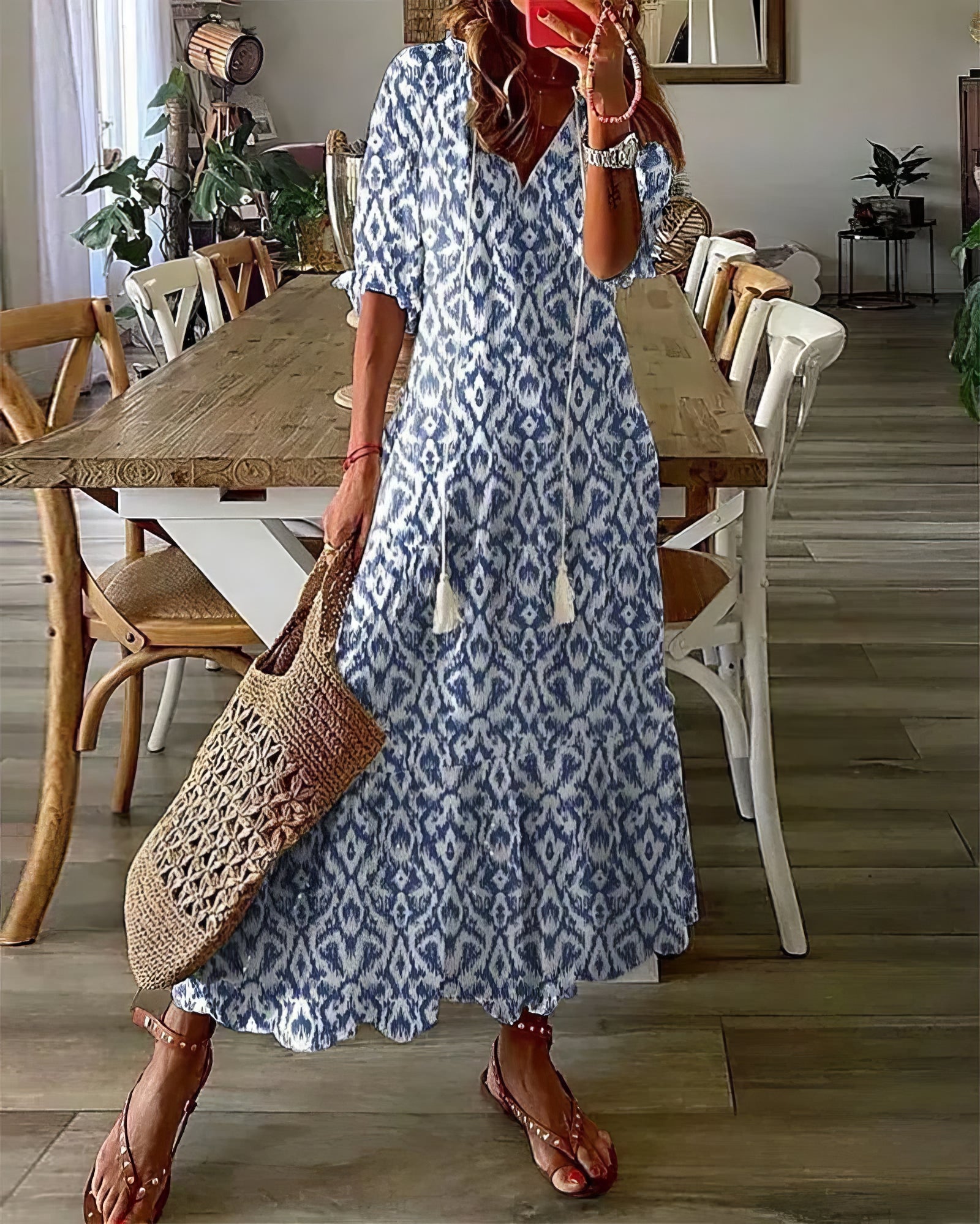 Tonee – Vestido Boho com Cobertura na Zona da Barriga