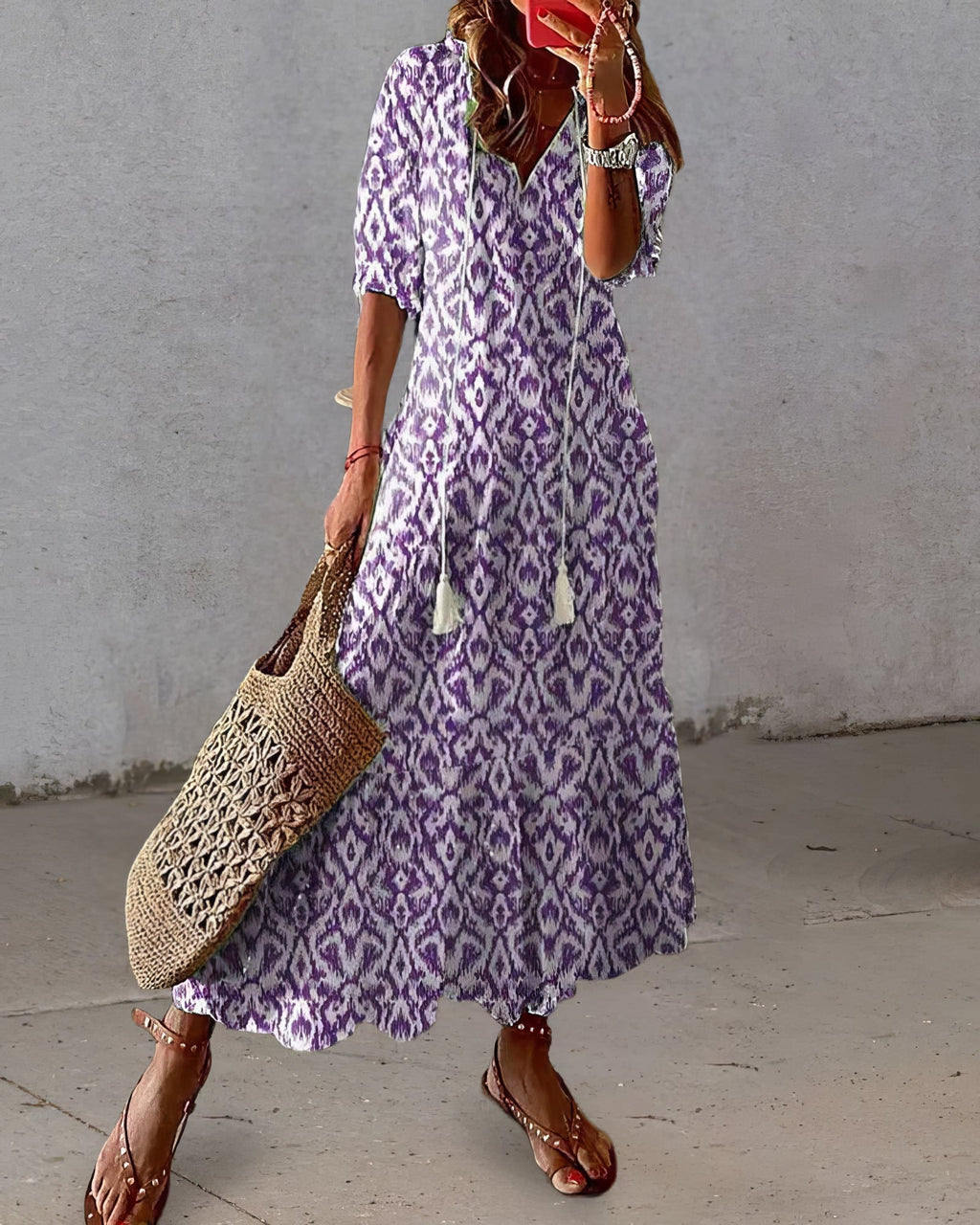 Tonee – Vestido Boho com Cobertura na Zona da Barriga